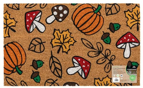 JVL Latex Backed Coir Entrance Doormat 45x75cm - Autumn