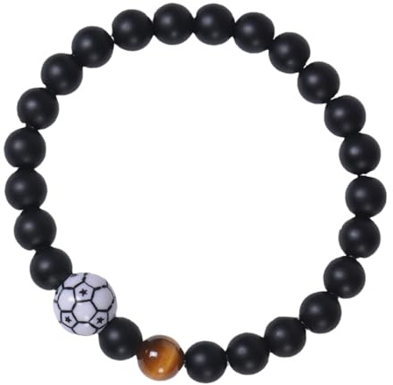 BAUCH Barnarmband 1 st natursten fotboll pärlor armband 8 mm (fotbollsfans tillbehör, daglig användning)
