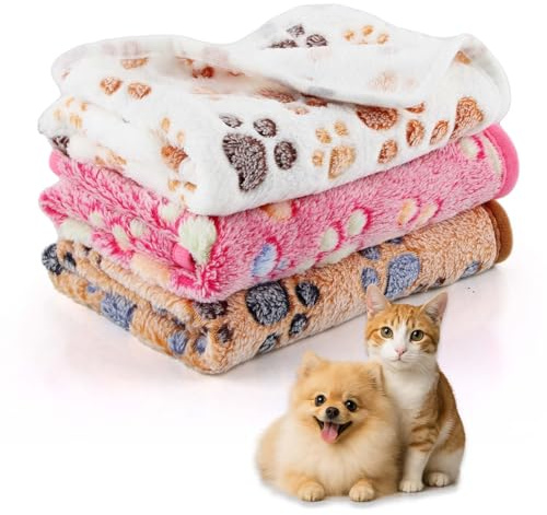 3 Piezas Manta para Perros, Mantas Perro Mullida Suave, Manta de Felpa para Mascotas, Mantas Gato, Blankets para per-Ros Gatos Pequeño Medianos, Lavable (3B, 60x40cm)