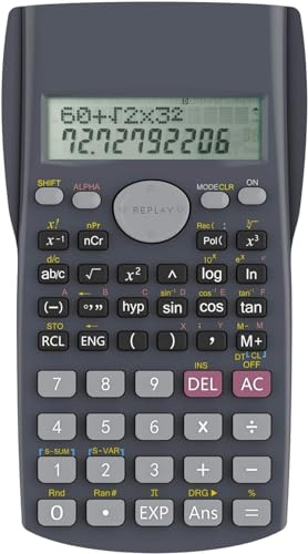 2-Line Display Engineering Scientific Calculator 240 Functions A Level GCSE Maths Science Suitable for School Office and Business Calculating Tools Black