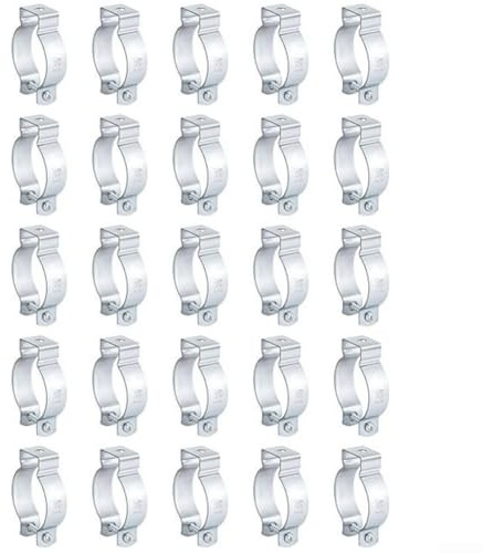 Confezione da 25 ganci per condotti in acciaio zincato, con bulloni per cablaggio elettrico e fissaggio tubi (3/4)