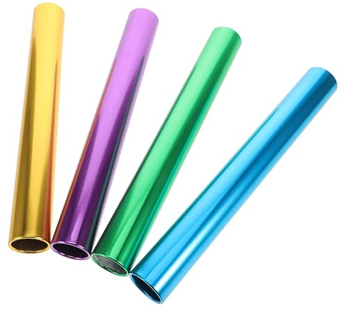 Hohopeti 4 pièces Bâtons de Relais Alliage Aluminium Électroplated pour Athlétisme Compétition Course Relais Résistante et Réutilisable Équipements Sportifs de Terrain Scolaire Couleurs