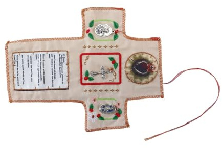 Ludom Santuario de bolsillo hecho a mano con cruz de plata: cruz de tela portátil para oración cristiana, un regalo sagrado.