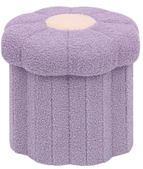 Bonlife Boucle Pall med förvaringsutrymme, vikbar söt fotpall liten förvaringslåda för vardagsrum barnrum litet utrymme, lila, 32 x 32 x 29 cm