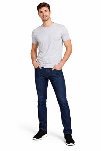 True Face Mens Jeans Slim Fit Stretch Trousers Denim Pants Cotton Bottoms Zip Fly 5 Pockets Western Casual Wear TrueFace 022 Dark Blue 32 R
