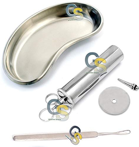 G.S 3 PIECE EAR WAX CLEANING SET, EAR WAX SYRINGE, EAR WAX REMOVER, KIDNEY BOWL