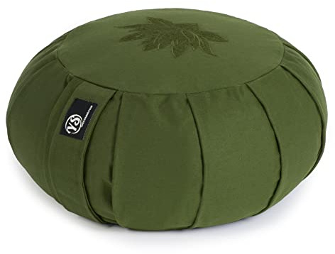 Yogastudio unisexs YS med/cush/grön/parti veckad rund zafu bovete meditation kudde lotus blad, storlek: 36 cm i diameter (ungefär) - 17 cm djup