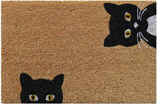 Entryways Fußmatte aus Kokosfaser, rutschfest, 40 cm x 60 cm x 15 mm, Schwarz/Weiß, P2171