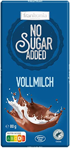 frankonia CHOCOLAT NO SUGAR ADDED Vollmilch Schokolade glutenfrei, 80 g