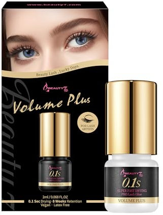 Colla Ciglia Finte Volume Plus Nero 0.1 Secondi di Asciugatura Rapida per Extension Ciglia Finte Individuali 2ml