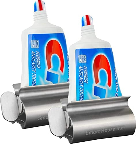 Tube Squeezer Tube Roller - Set of 2 Stainless Steel Toothpaste Squeezer Rollers, Saves Toothpaste, Creams, Puts an end to Waste - Simple and Practical for Every Home by Smart House Inc