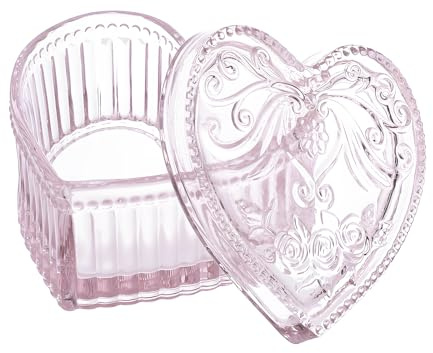 Gaolinci Crystal Glass Heart-Shaped Storage Box Embossed Jewelry Box Candy Box with Lid