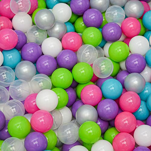 LittleTom Piscine à Balles 5,5 cm Lot de 350 Pièces en Plastique pour Enfant et Bébé - Boules Souples Colorées pour Aire de Jeu Interieure et Bassin Récréatif Domestique Amusant - Salle Maison