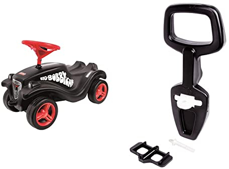Big-Bobby-Car Classic Fulda - Kinderfahrzeug mit Aufklebern im Fulda Design, ab 1 Jahr, schwarz & Big - Bobby Car Walker - 2-in-1 Lauflernhilfe und Rückenlehne in Einem, ab 1 Jahr
