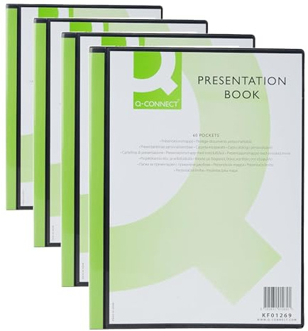 Q-Connect KF01269 60-Pocket Presentation Book - Black (Pack of 4)