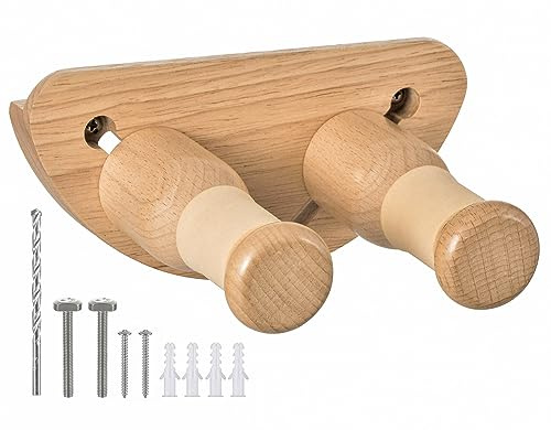PASIVOLE Soporte Guitarra Pared, Gancho de Pared Ajustable Colgador de Pared de Madera para Guitarra Eléctrica Acústica Clásica Bajo Banjo Ukulele