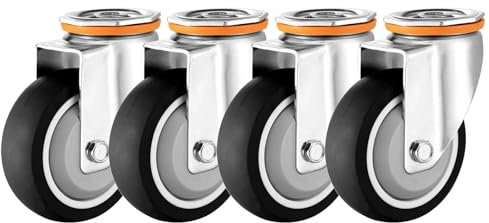 ESOYAWE Ruedas Industriales De Transporte Ø 75mm 100mm 125mm Conjunto De 4, Silenciosa Ruedas Giratorias De Caucho Termoplástico, Ruedas De Repuesto para Muebles Aparato Carro Y Equipo