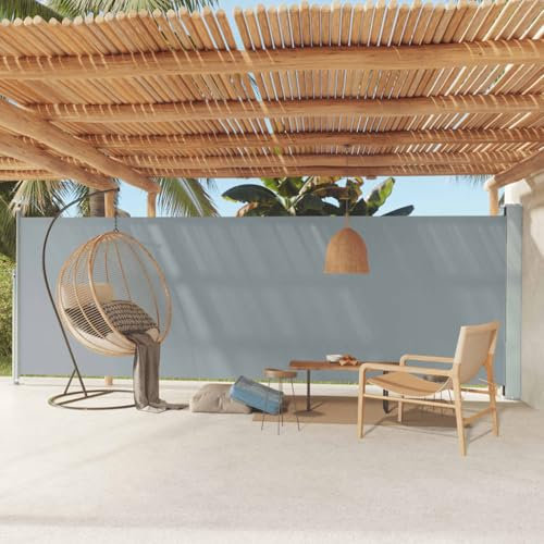 Gecheer Tenda da Sole Laterale Retrattile per Patio 180x600 cm Grigia,Tenda,da Sole,Laterale,Retrattile,Estensibile,per Terrazzo,Patio,Tenda Paravento Esterno,Tenda da Sole Estensibile,J317968