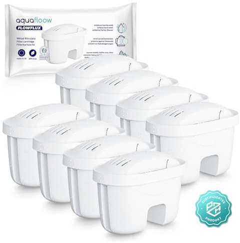 Aquafloow Aqua Flux, Cartucce filtranti per il Trattamento dell'Acqua 8 Unità | Compatibili con Laica Bi-Flux, PearlCo, Dafi Unimax | Riduce Cloro, Calcare e Impurità