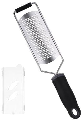 Käsereibe Parmesanreibe Zitronenreibe Fein Reibe Edelstahl Küchenreibe Rutschfest Muskatreibe Ingwerreibe Apfelreibe Muskatnuss Reibe Handreibe mit Schutzabdeckung für Hartkäse Zitrus Schokolade Obst