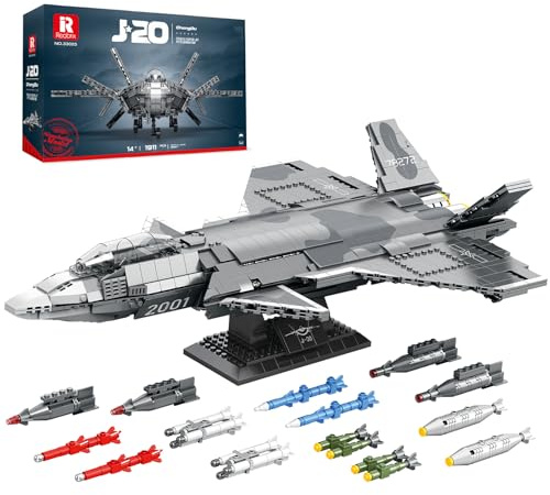 Reobrix Juego de bloques de construcción de combate militar 33025, J-20 Stealth Fighter Airplane Model Kit, modelo técnico de avión militar para adultos, juguetes de construcción de aviones