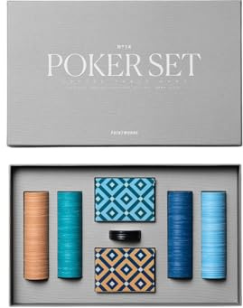 PrintWorks Classic Poker Set - 100 Chips, Cards & Storage Case - Casino-Style Tabletop Card Game for Adults - Shelf-Display Decor