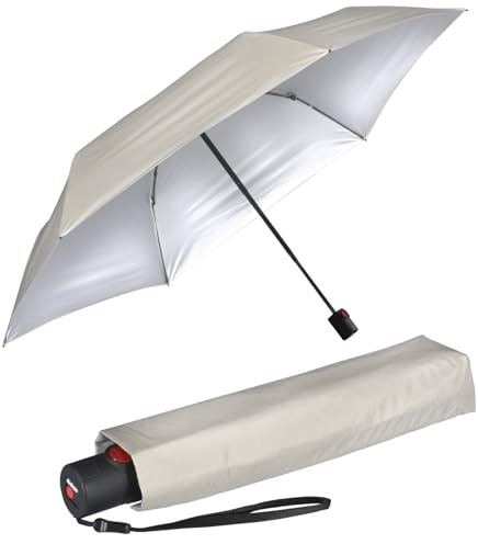 Knirps Taschenschirm U.200 Ultra Light Duomatic mit UV- und Hitzeschutz - Silver Heatshield - stone
