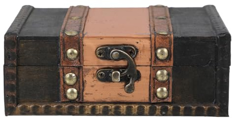 VILLFUL Caja De Almacenamiento De Madera Vintage Con Cerradura Pequeña Cofre Del Tesoro Decorativo Para Escritorio Organizador Compacto 5.70X4.60X2.16In