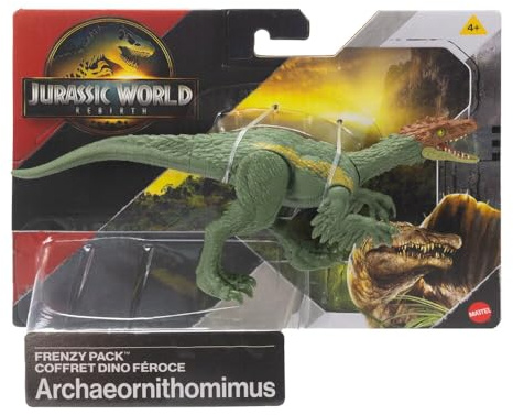 Jurassic World Frenzy Pack dinosauriefigur, autentisk leksak, digitalt spel: Arkeornithomimus