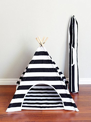 Lily&her friends - Tipi für Haustiere aus Holz und Baumwollleinen, waschbares Hunde- und Katzenbett, tragbare Hundezelte, Haustierhäuser von indischem Design mit Kissen (L)