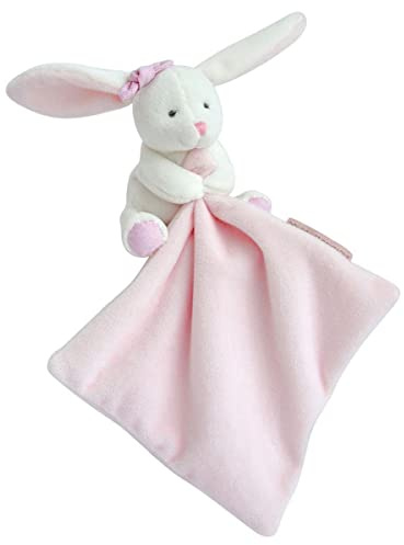 Doudou et Compagnie - Doudou Mouchoir Lapin - Boite Fleur - Rose - 10 Cm - Doux - Idée Cadeau de Naissance Fille et Garçon - Garantie Doudou Perdu - DC3337