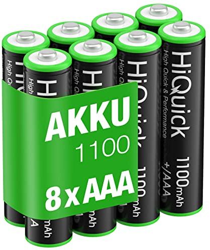 HiQuick Micro AAA Akku, NI-MH 1100mAh wiederaufladbar Batterien, geringe Selbstentladung 1.2V Akku, 8 x Micro AAA