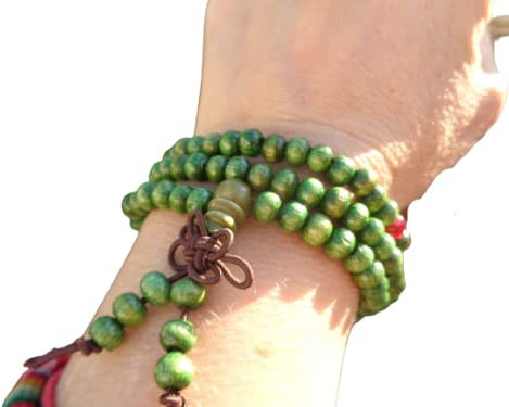 ✿ GRÜNES MALA YOGA MEDITATIONSARMBAND HOLZ ✿ Buddhismus, Stetch Armband, dehnbar, unisex, Buddha, Vipassana, YOGA, MEDITATION, ARMBAND, Rosenkranz