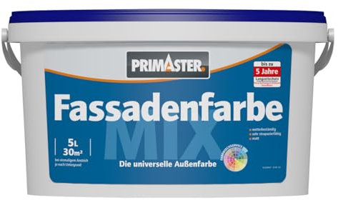 Primaster Fassadenfarbe 5 l Weiß matt ca. 30 m² Wandfarbe Außen