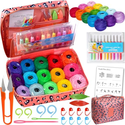 colored bird 20 Pack Crochet Thread kit knittting kit for Knitting and Crochet Perfect Beginner Kit