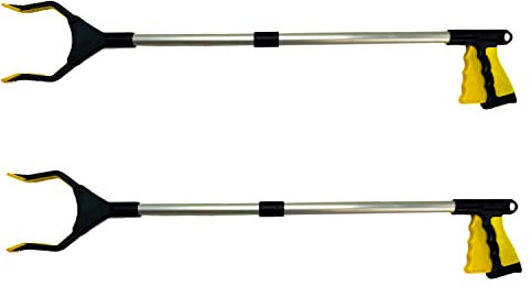 Straame Folding Pick Up Tool with Magnetic Tip, Litter Grabber Picker with Rotating Head and Anti-Slip Grip, Versatile Multi-Purpose Litter Tool, Foldable Reaching Tool (2, Yellow)