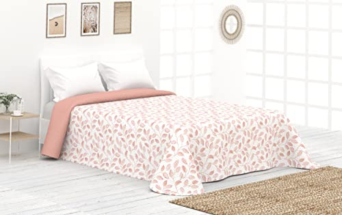 Victorio & Lucchino Colcha Fina de Verano y Primavera Sin Cojines. Ligera Colcha cubrecama de Microfibra. (Cama 150 cm, Hojas - Coral)