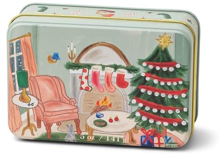 Paddywax Holiday Candles Small 2-Wick Scented Soy Wax Candle in Tin, 5-Ounce, Persimmon + Chestnut