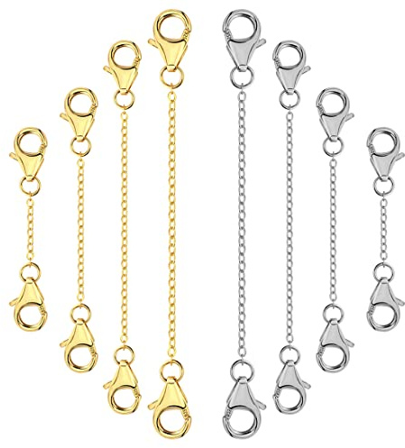 8 st halsbandsförlängare förlängningskedja förlängning kedjeförlängare magnetisk hummerlås kedjeförlängare för smyckestillverkning (guld och silver), Rostfritt stål, koppar