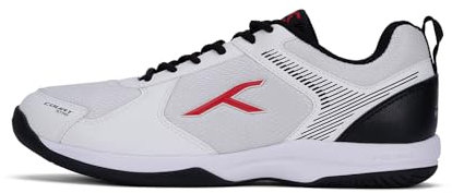 HUNDRED Court Star Non-Marking Professional Badminton Shoes for Mens (White Black, EU 44 UK 10 US 11) X-Cushion Protection Suitable for Indoor Tennis Squash Table Tennis Basketball & Padel