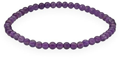 Lebensquelle Plus Pulsera de bolitas pequeñas | 4-5 mm | Pulsera de piedra preciosa superior, 19 cm, flexible (Amatista)