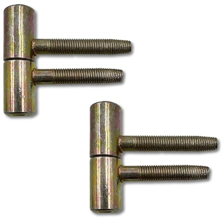 Lot de 2 charnières de porte, diamètre : 16 mm, pour portes en bois contreplaquées, métal nickelé mat, capacité de charge 40 kg, 2 pièces, jaune