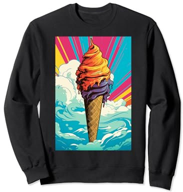 Gaufrier glacé cornet de glace glace pop art vintage rétro glacé café glacé Sweatshirt