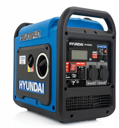 Hyundai 2200W / 2.2kW Portable Petrol Inverter Generator – Lightweight, Quiet & Fuel-Efficient Power Source with Pure Sine Wave Output for Camping, Caravans & Outdoor Use