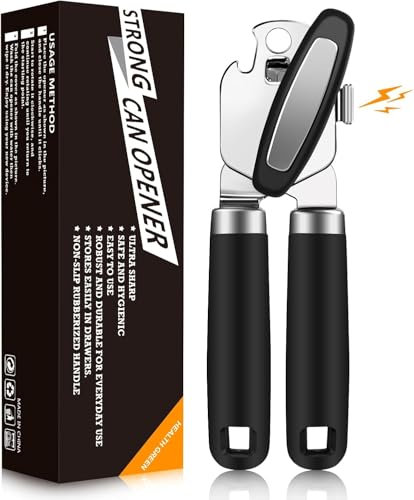 Apriscatole Manuale Con Magnete, Apriscatole Portatile in Acciaio Inox, 3 in 1, Multifunzione, Apribottiglie Con Manico Antiscivolo e Manopola Ergonomica, per Anziani