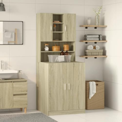 Homgoday Mobili per lavatrice 2 pezzi in legno di ingegneria rovere Sonoma Accessori per lavatrici e asciugatrici