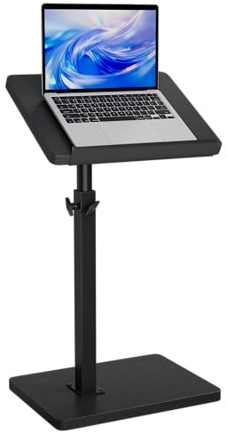 IBUYKE C Shaped Side Table, 360° Swivel/Height Adjustable/Flip, End Table for Small Spaces, with Phone & Tablet Fall-proof baffle, Modern Small Tables for Sofa/Bed, Black TVT004B