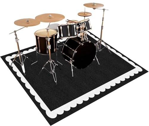 Alfombra Bateria Electronica Alfombras Acusticas Protector de Suelo Alfombras de Batería Acústico, Alfombrillas de Tambor Insonorizada Antideslizantes, Alfombra para Batería y Percusión 180 x 150 cm