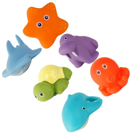 FUNOMOCYA 6 pièces Jouets de Bain pour Garçon Fille avec Jet Eau et Changement de Couleur Jouets Flottants Animaux pour Garçon Fille Sécurisés et Stimulants pour Développement Moteur
