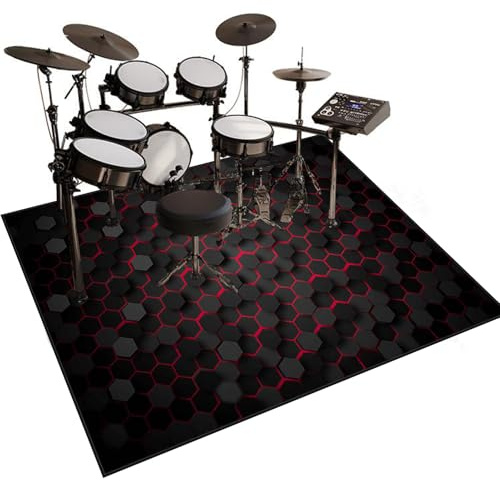 Soundproof Mat For Electronic Drums, Drum Mat, Drum Rug Non-Slip Drum Rugs Floor Protector, Drum Mats For Drum Accessories, Piano, Electronic Drums, Electric Drum Kit Drum Carpet 160 x 140 cm